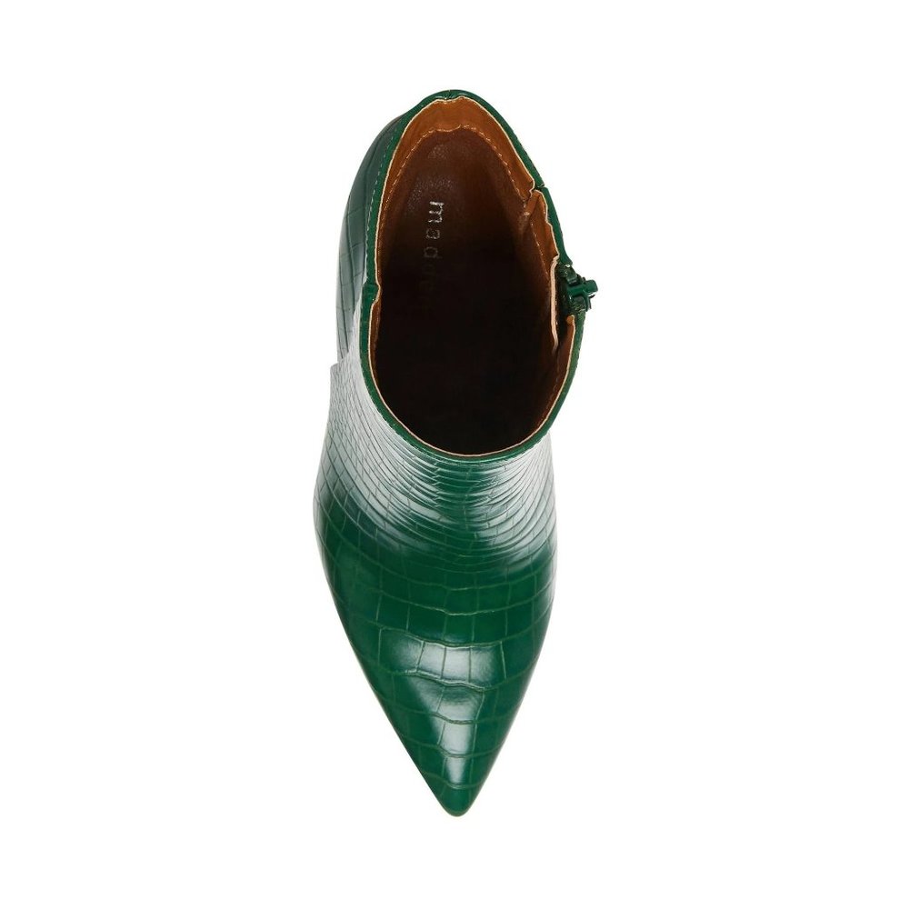 Madden Girl Cody Flared-Heel Dress Booties Green Croco - size 6M